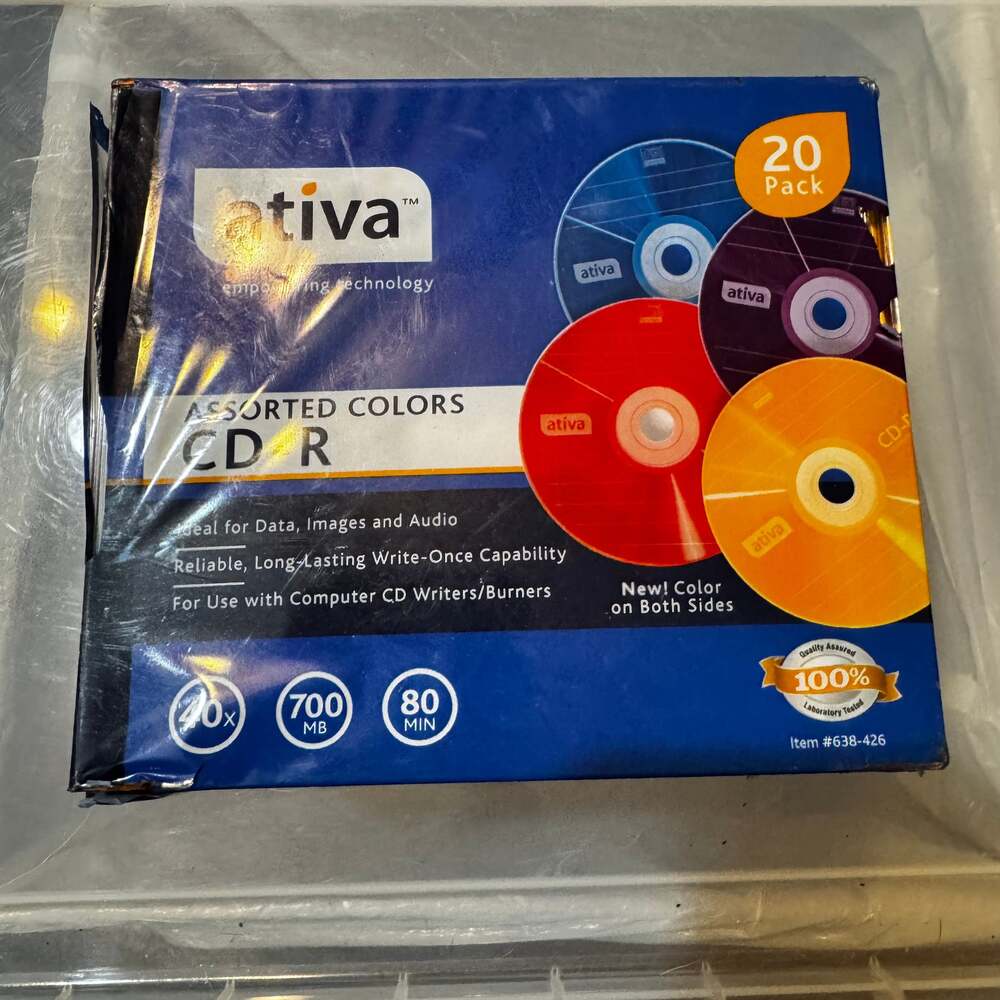 Ativa Assorted Colors CD-R 40x 700MB 80 Minute 20 Pack with Jewel Cases